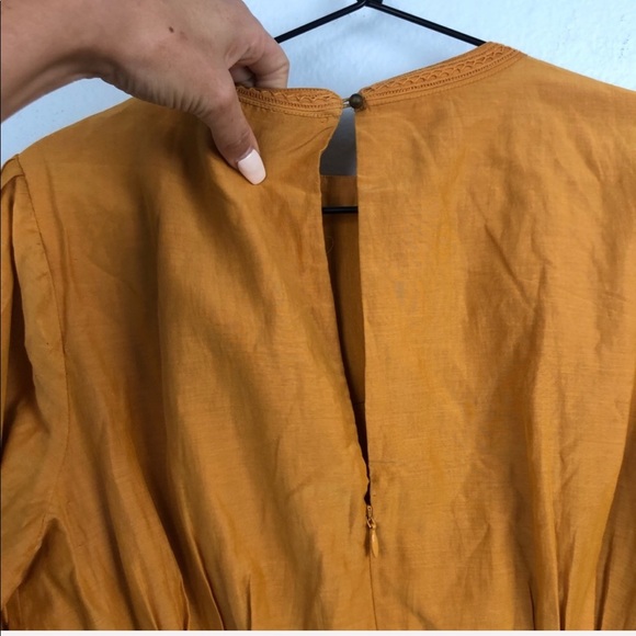 Joie Long Sleeve Pleated Mini Dress Mustard Yellow - Picture 7 of 7